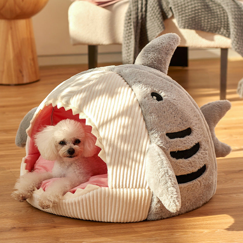 Shark-Shape Cozy Yurt Bed for Pets