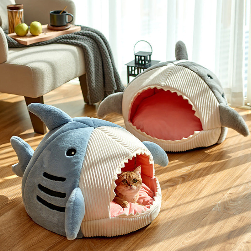 Shark-Shape Cozy Yurt Bed for Pets