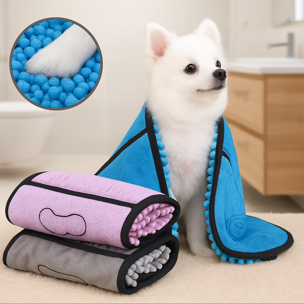 Super Absorbent Dog & Cat Bathrobe – Quick Dry Microfiber Towel with Hood