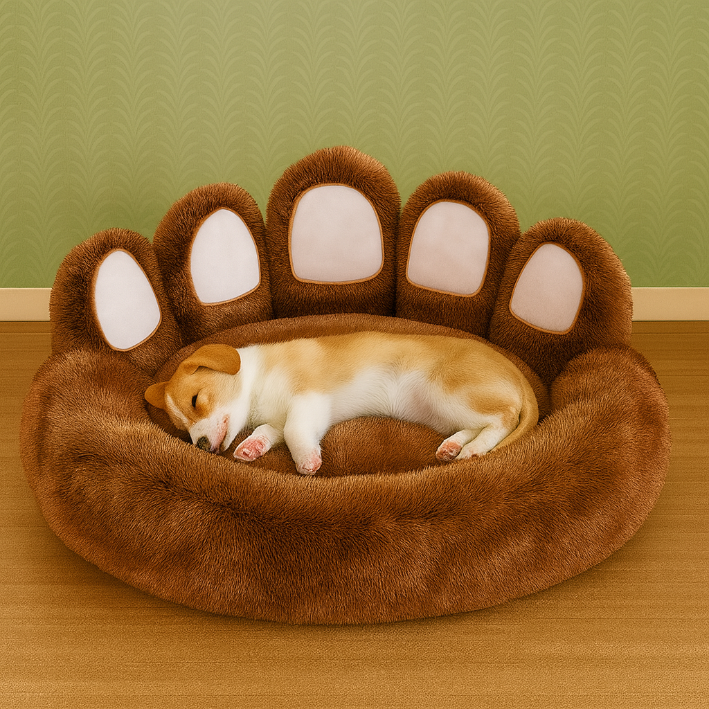 Pawfect Plush Pet Bed – Ultra-Soft Paw Pad Design for Cozy Naps