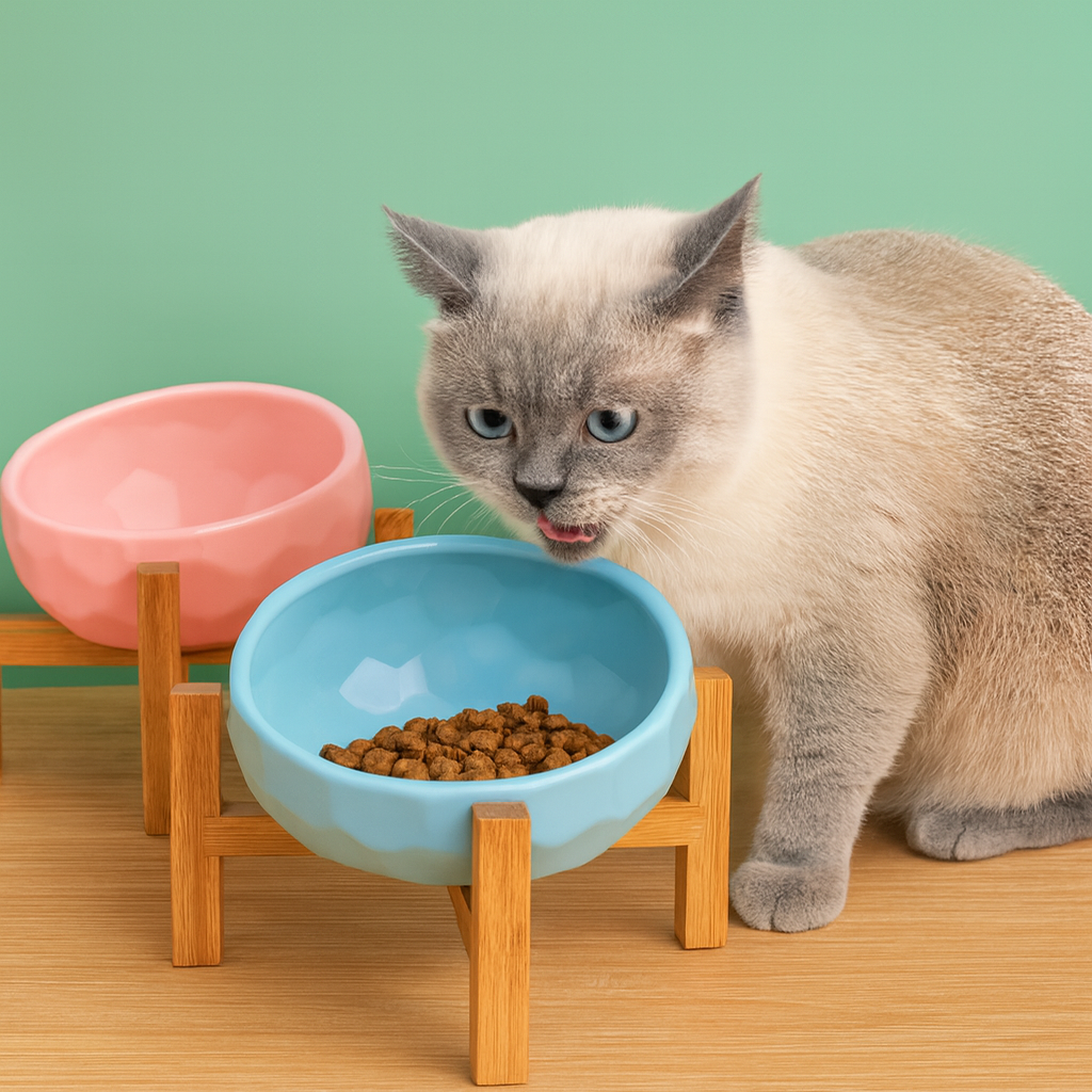Tilted Pet Bowl – Anti-Spill for Cats & Dogs. So Stylish!