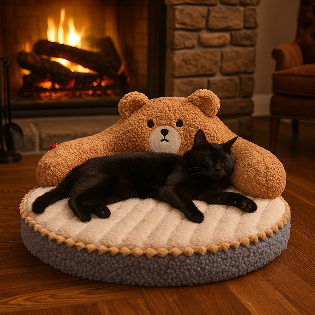 Cozy Winter Pet Sleeping Nest – Soft Hug Bed for Cats & Dogs