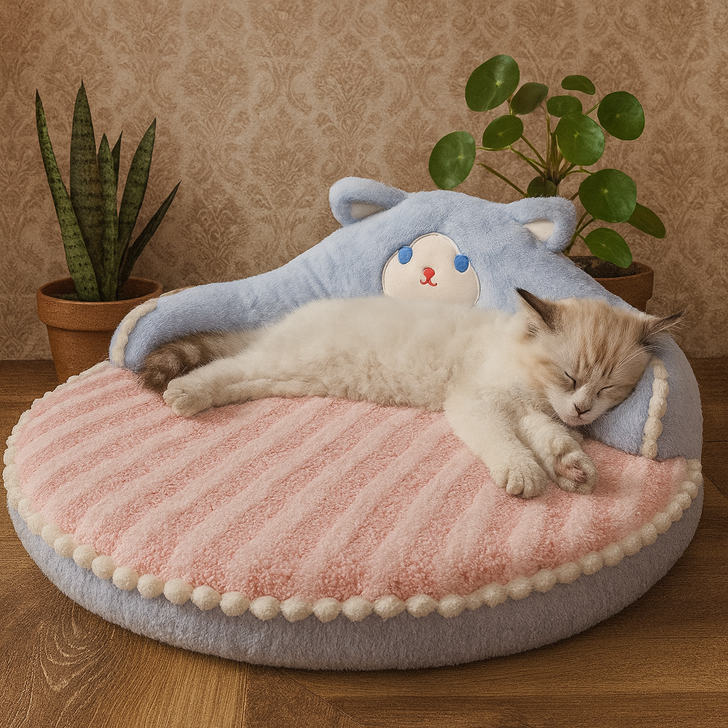 Cozy Winter Pet Sleeping Nest – Soft Hug Bed for Cats & Dogs