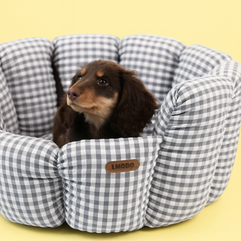Plaid All-Season Pet Bed – Soft Cozy Cushion for Cats & Small Dogs
