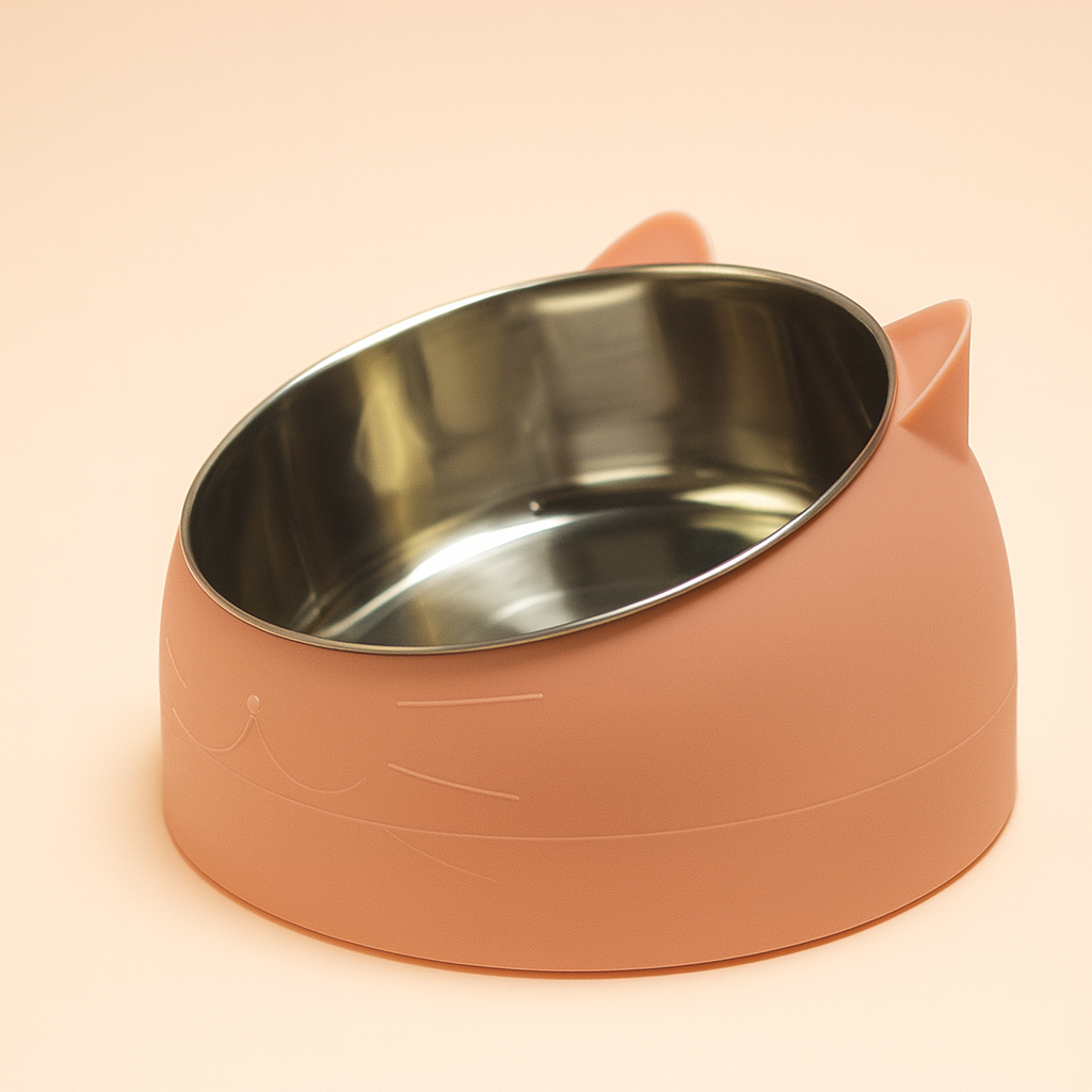 Cute Cat Bowl – Non-Slip Stainless Steel Pet Feeder