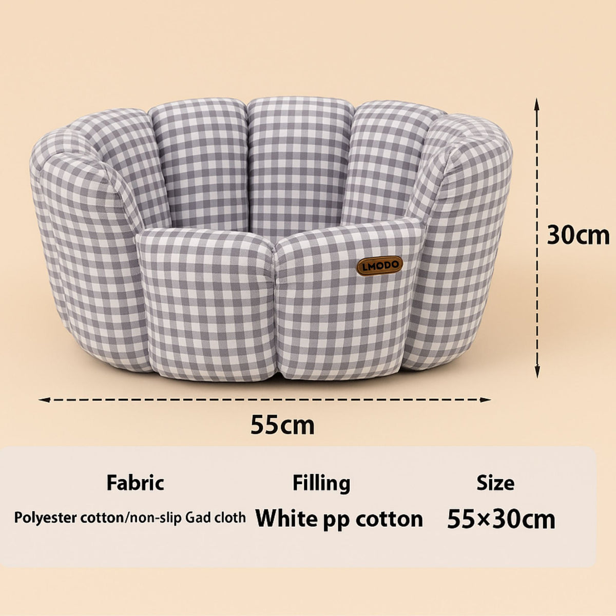 Plaid All-Season Pet Bed – Soft Cozy Cushion for Cats & Small Dogs