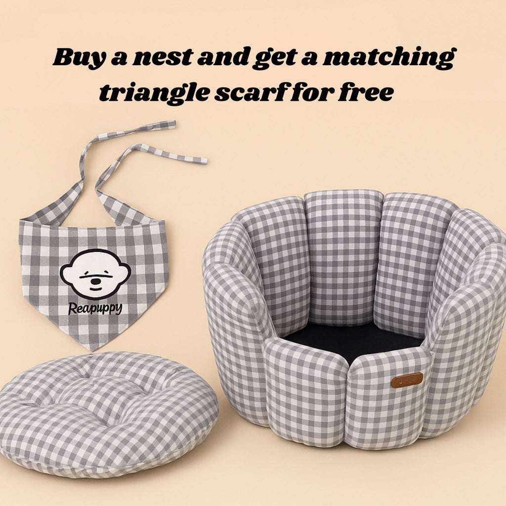 Plaid All-Season Pet Bed – Soft Cozy Cushion for Cats & Small Dogs