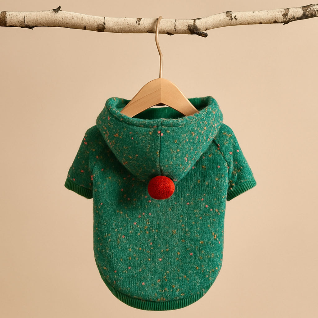 Christmas Hooded Woolen Dog Vest – Cozy & Festive