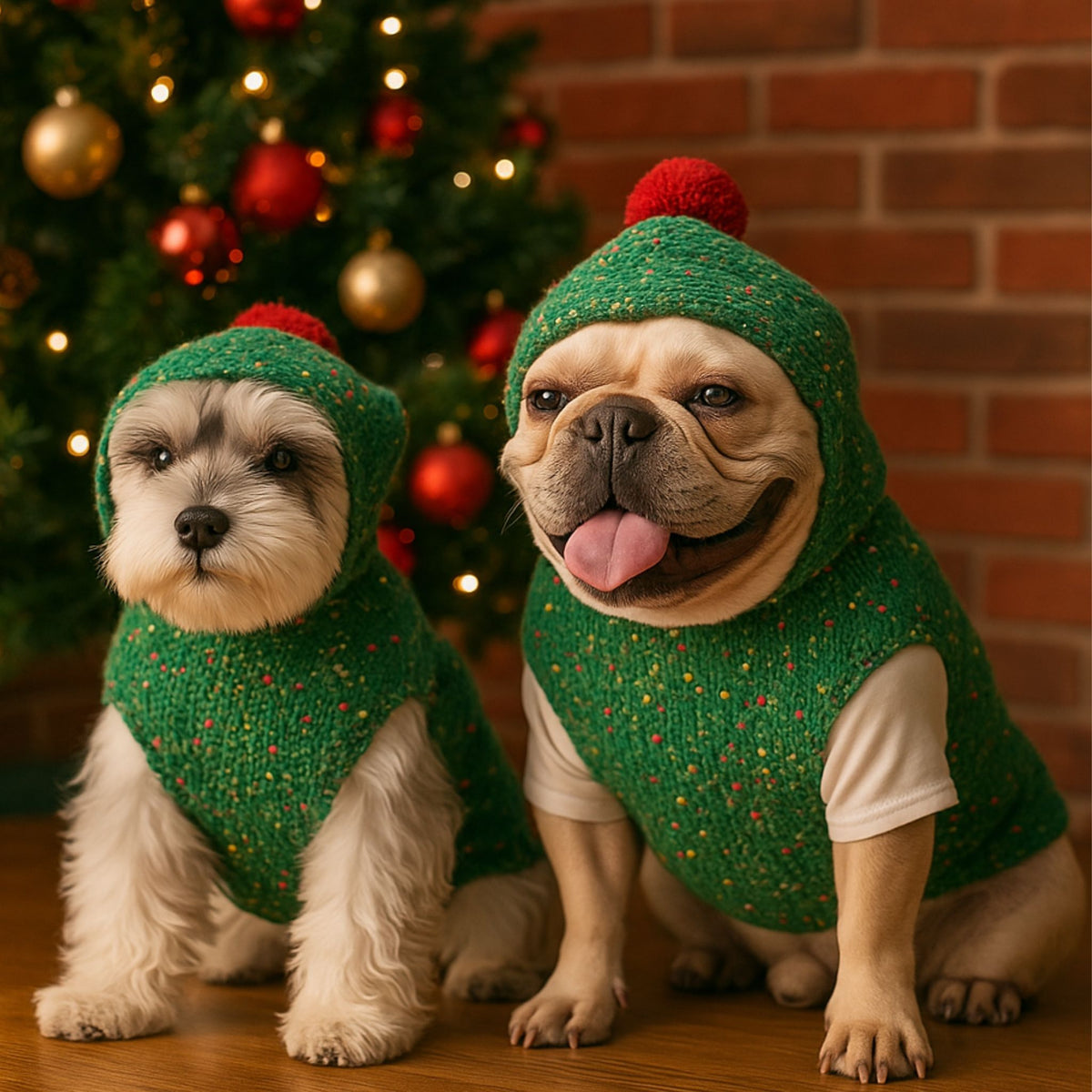 Christmas Hooded Woolen Dog Vest – Cozy & Festive