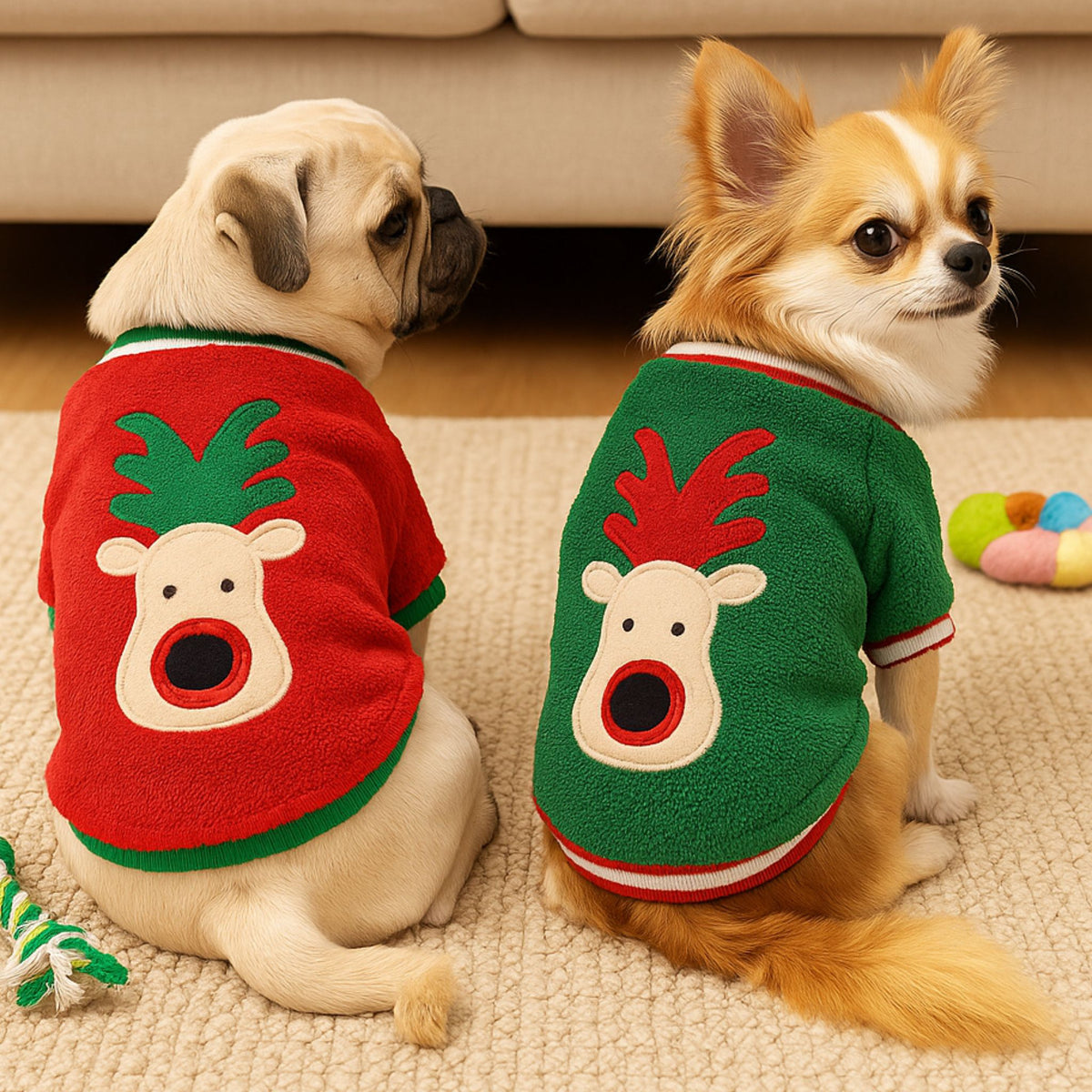 Velvet Christmas Print Sweater for Pets