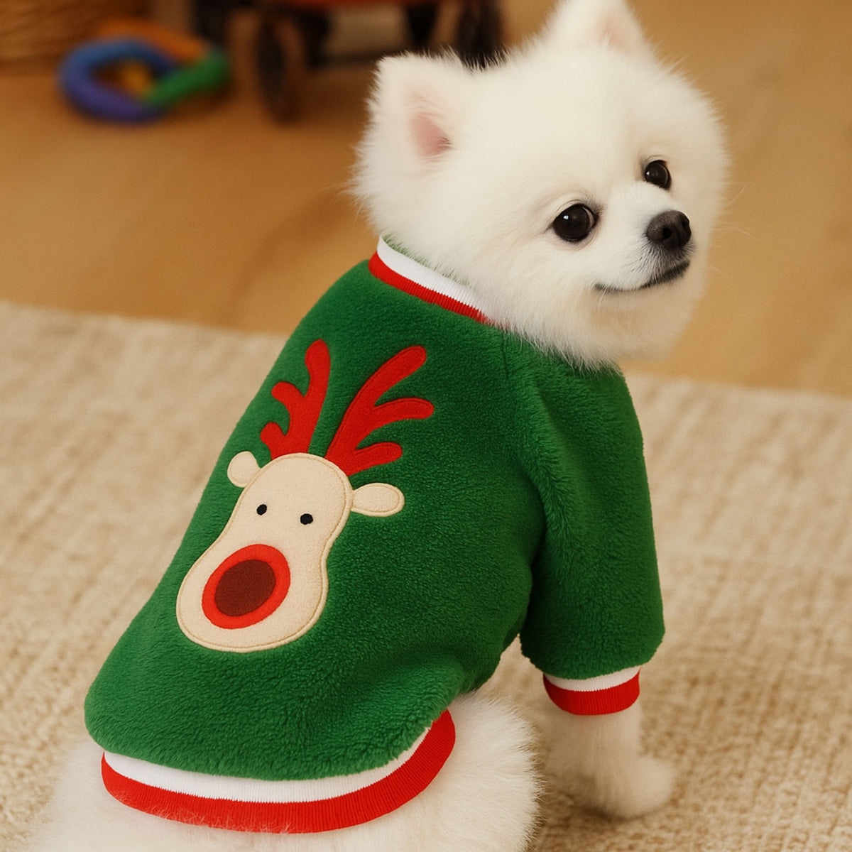 Velvet Christmas Print Sweater for Pets