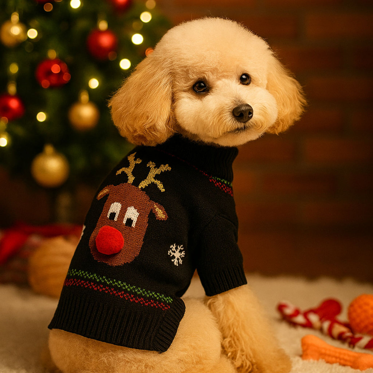 Padded Winter Christmas Dog Sweater