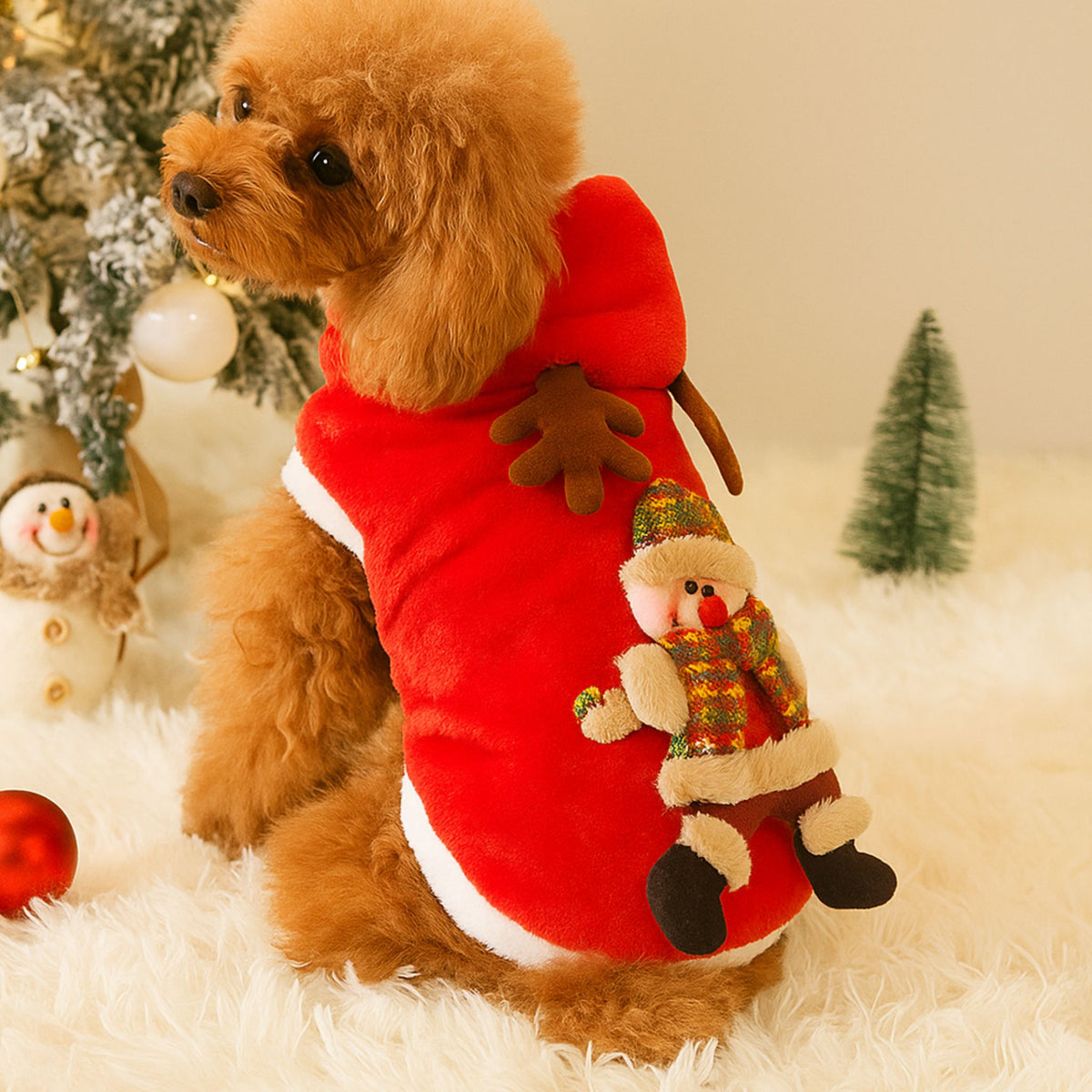Flannel Christmas Hoodie for Small & Medium Pets
