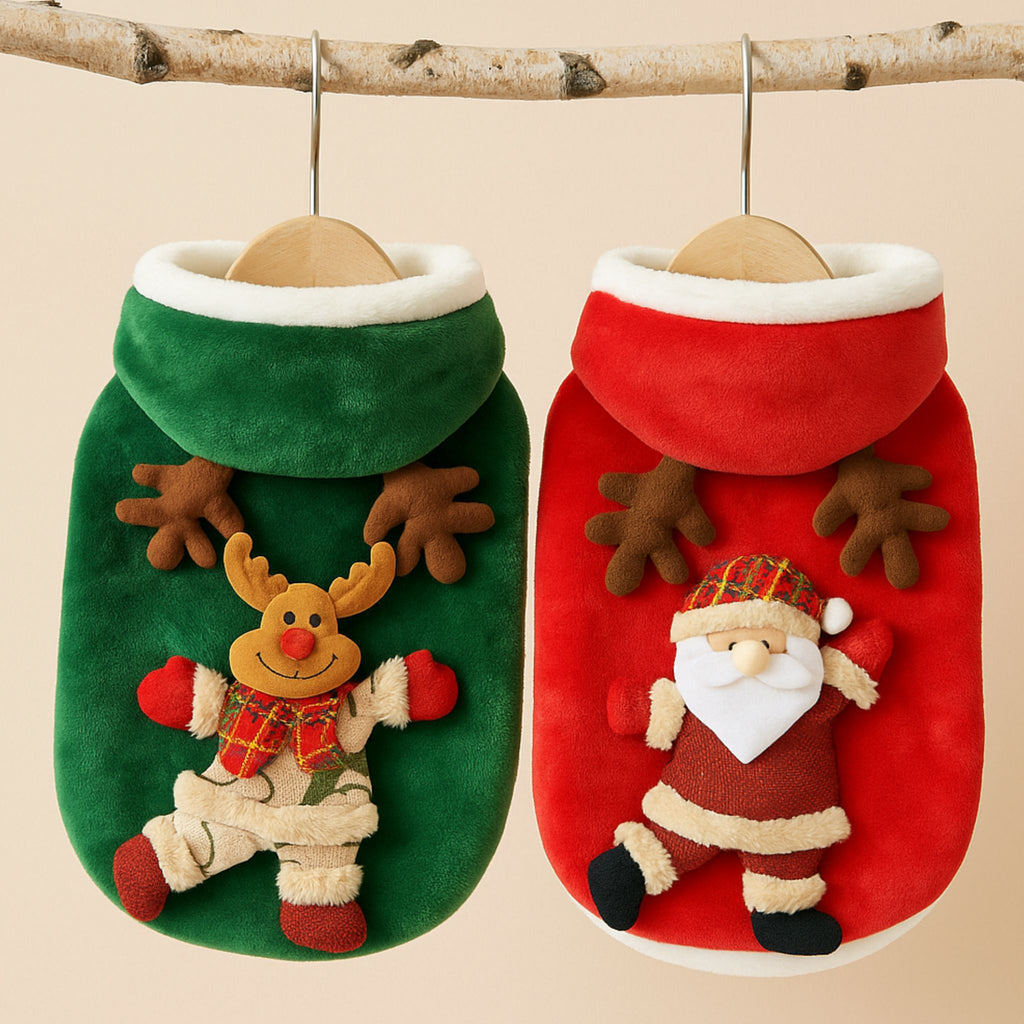 Flannel Christmas Hoodie for Small & Medium Pets