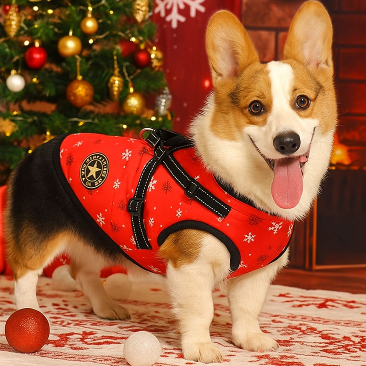 Christmas Waterproof Reflective Winter Dog Jacket