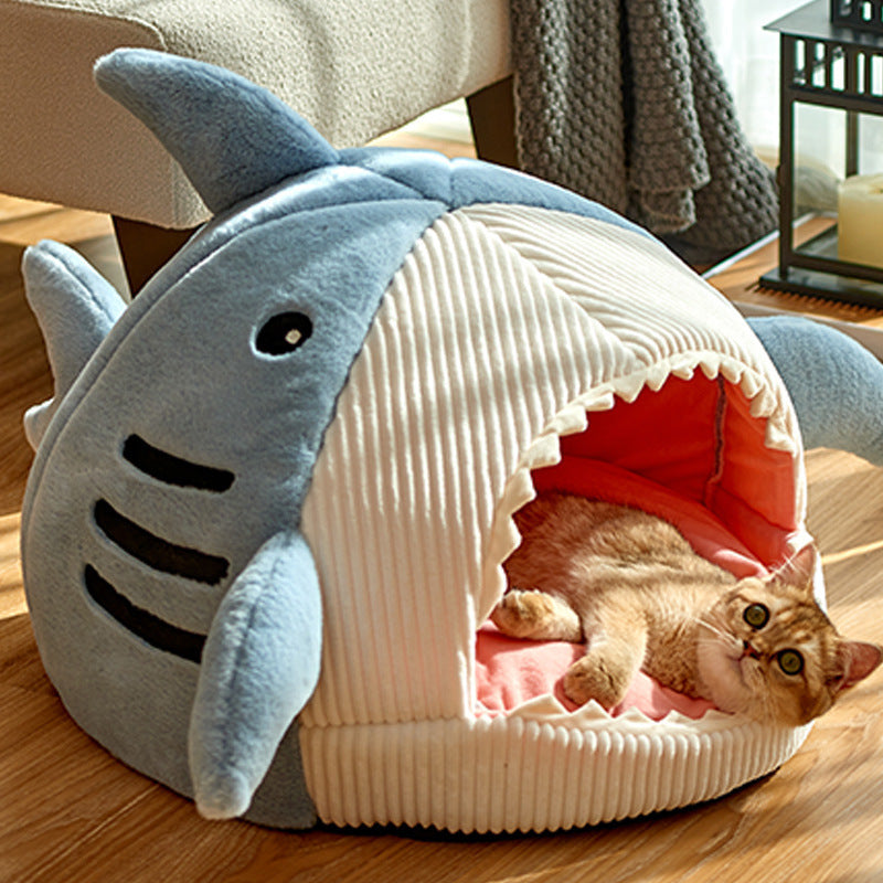 Shark-Shape Cozy Yurt Bed for Pets